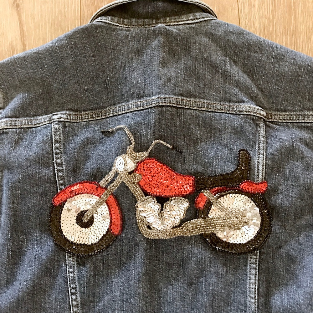 Jean Jacket Denim Harley Motorcycle Sequined S